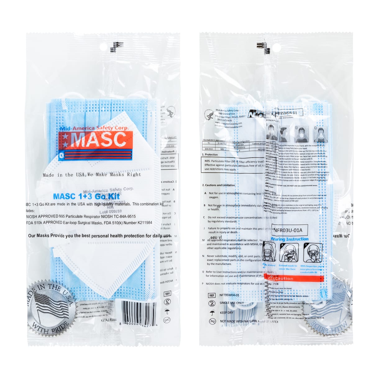 N95 Respirator Front and Back View